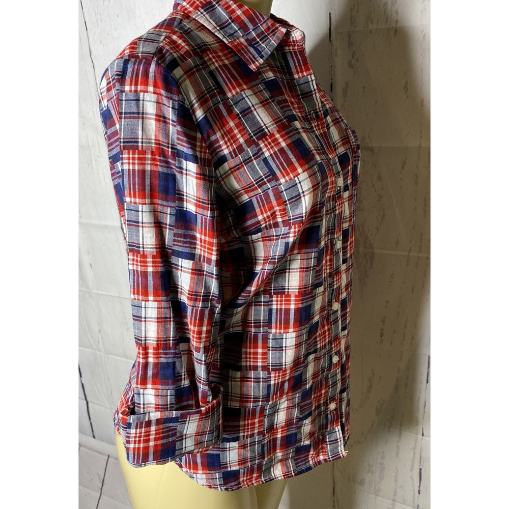 Tommy Hilfiger Shirt Women XS Heritage Top Patchwork L/S Button Front Flag NWT - Picture 8 of 9